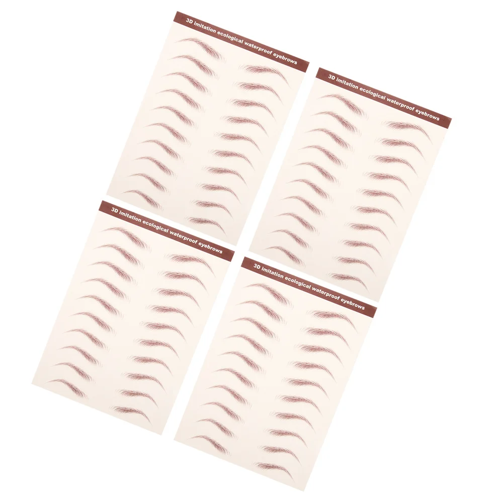 

4 Sheets Waterproof 3D Hair-Like Eyebrow Stickers Natural Temporary Brow Transfer Stickers Sweatproof Long-