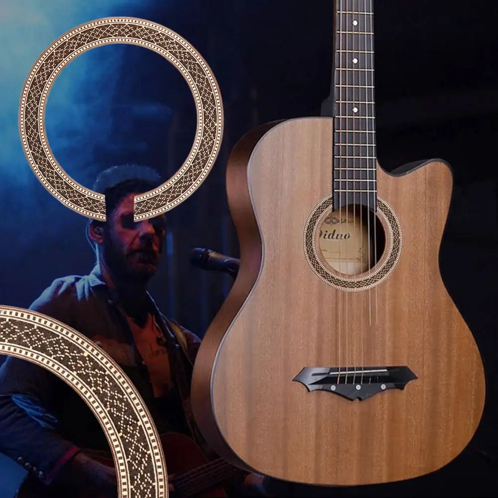 New Wooden Guitar Rosette Inlay Inner Diameter Guitar Decals Guitar Sound Hole Curved Strips Guitar Decoration electric guitar