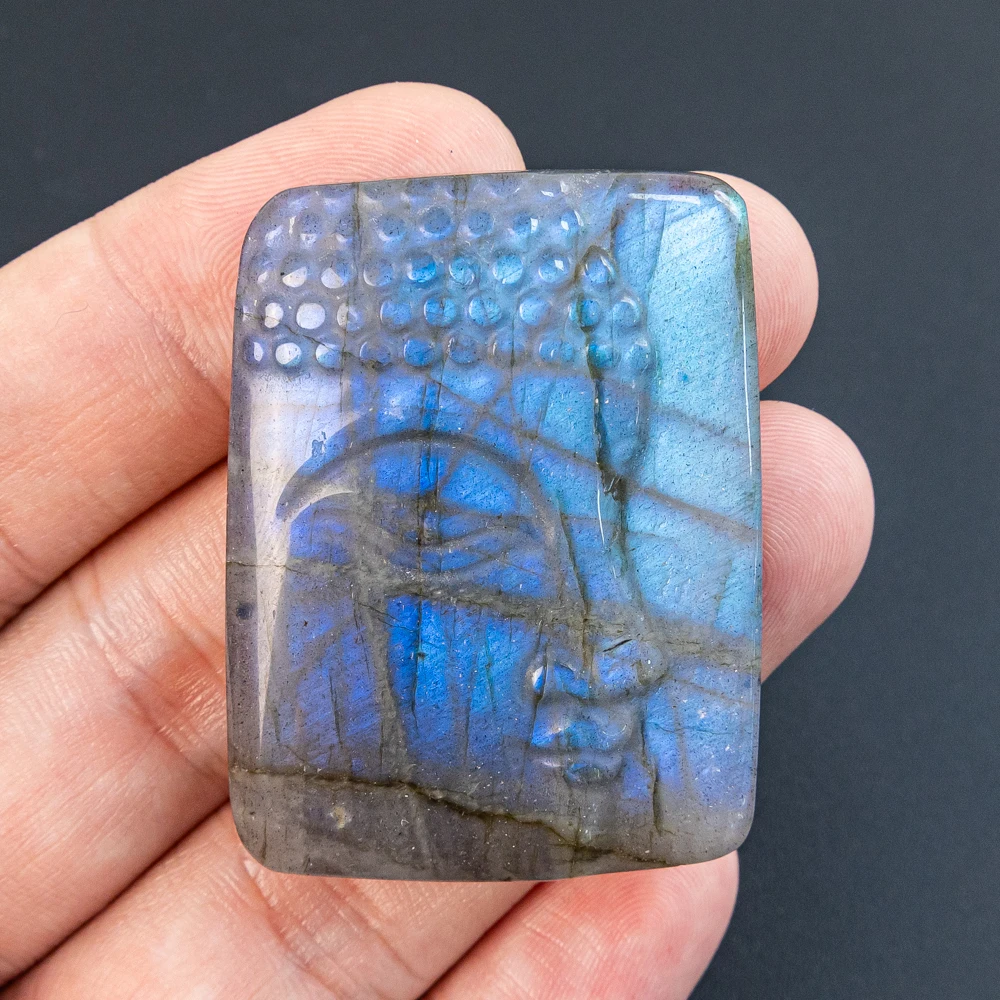 Natural Labradorite Pendant Rectangular Semi-Finished Blue Flash Hand carved DIY Jewelry Making for Necklace & Bracelet Craft