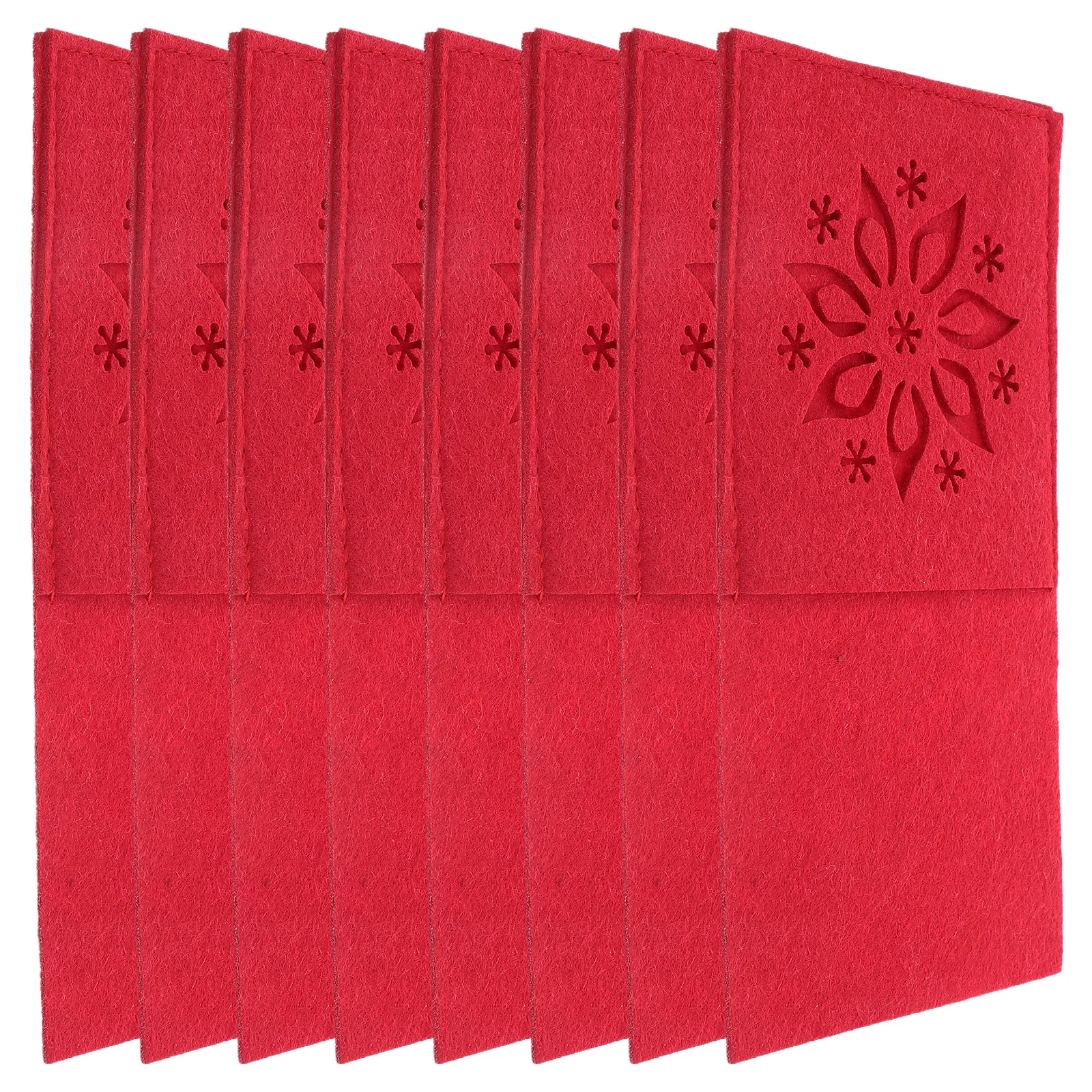 

8pcs Christmas Cutlery Bags Snowflake Design Rustic Silverware Holder Tableware Organizer For Holiday Party Decoration Utensil