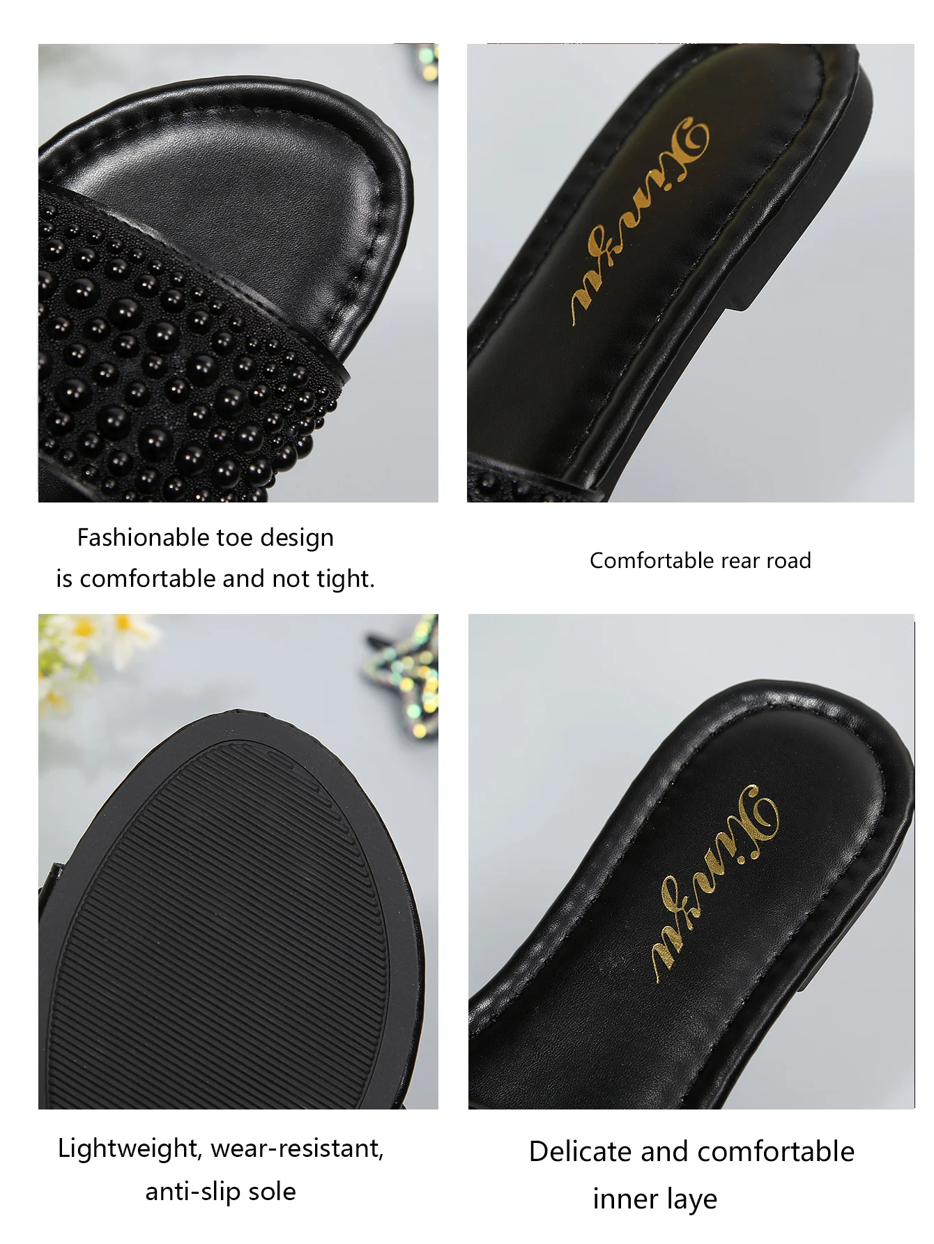 New Fashionable Summer Sandals for Women, Slip-On Slippers, Party Birthday Gift, Solid Color Outdoor Casual Shoes, Simple and Elegant Flat Beach Slippers, Easy to Match, Comfortable for All-Day Wear at Home and Outdoors view 6