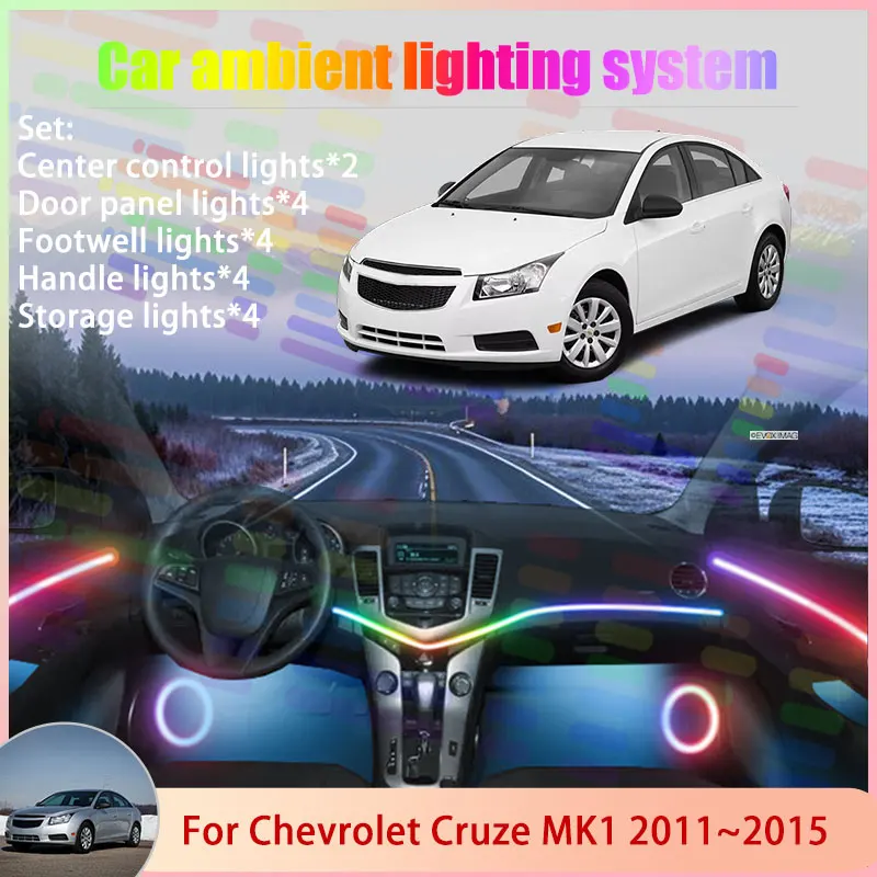 

Для Chevrolet Cruze Holden MK1 1th J300 2011 ~ 2015 2/18 в 1 автомобильный атмосферный светильник RGB абажур ансамбль стример атмосферный набор
