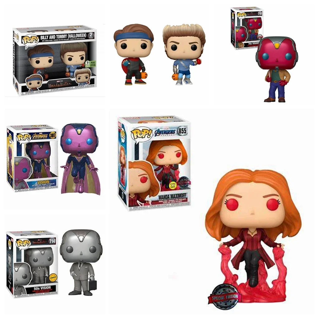Funko Marvels Wanda Maximoff 855 #   Visión 50 714 #   Visión de los años 70 718 #   Billy y Tommy Halloween figura de acción de vinilo juguetes modelo de PVC