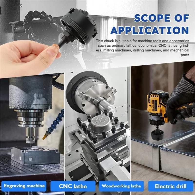 Extension Three Jaw Chucks And Connecting Rod Set, Mini Lathe Chuck Set,3 Jaws Self-Centering Lathe Chucks, Z011