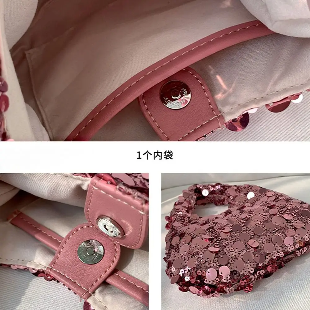 Simple Cloth Sequin Bag Silver Purse Blingbling Handbag Underarm Bag Make Up Bag Students