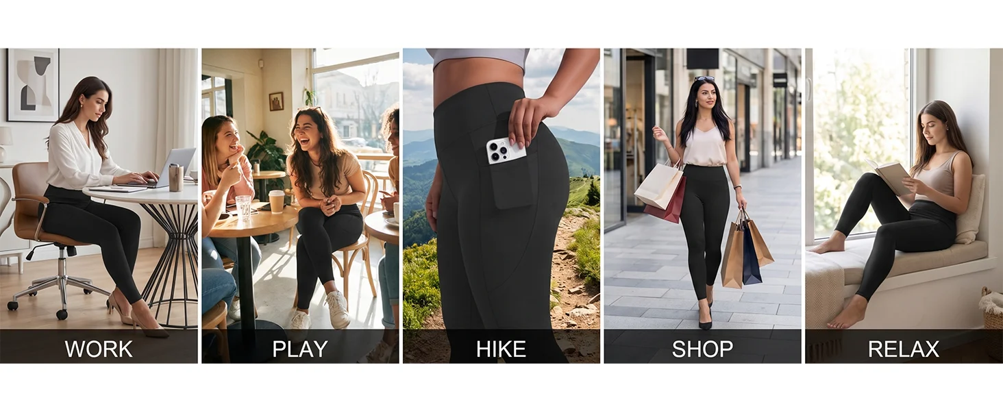 Übergrößen-Leggings mit Taschen für Damen - Bauchkontrolle Hochgeschnittene Weiche Workout-Yoga-Hosen – Detail 2