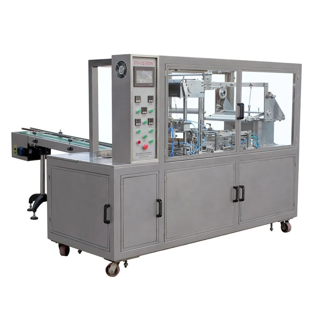 BT-400 Full Automatic Perfume Tea Bopp Wrapping Cosmetic Condom Box 3D Plastic Film Packing Cellophane Overwrapping Machine