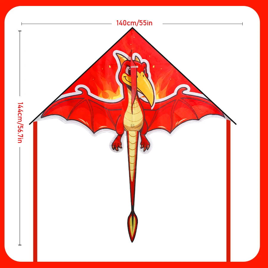 Cometa Red Dragon para niños: cometa grande fácil de volar de 140 cm, tela duradera para juegos al aire libre, playa y parque (a partir de 6 años)