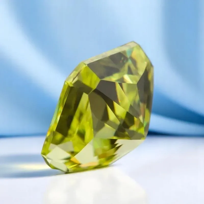 

Cubic Zirconia Asscher Cut Apple Green Color Gemstones Synthetic Square Cut Corner Loose CZ Stones Jewelry Material