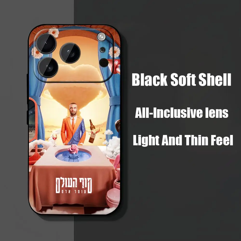 حافظة هاتف O-Omer A-Adam لهاتف آيفون 17 Air 16 16e Plus Pro MAX15 14 13 12 11 xr 7 8 6 se XSmax حافظة سوداء ناعمة