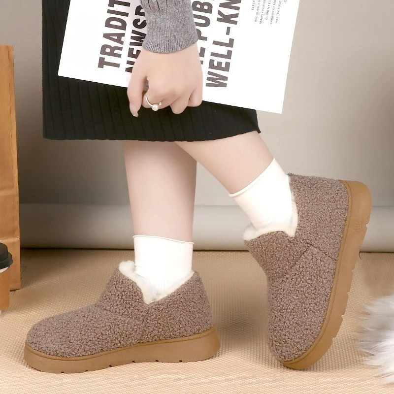 

Women's 2025 New Winter Plush Snow Boots Warm Lightweight Home Outdoor Cotton Shoes Rubber Anti Slip Bottom