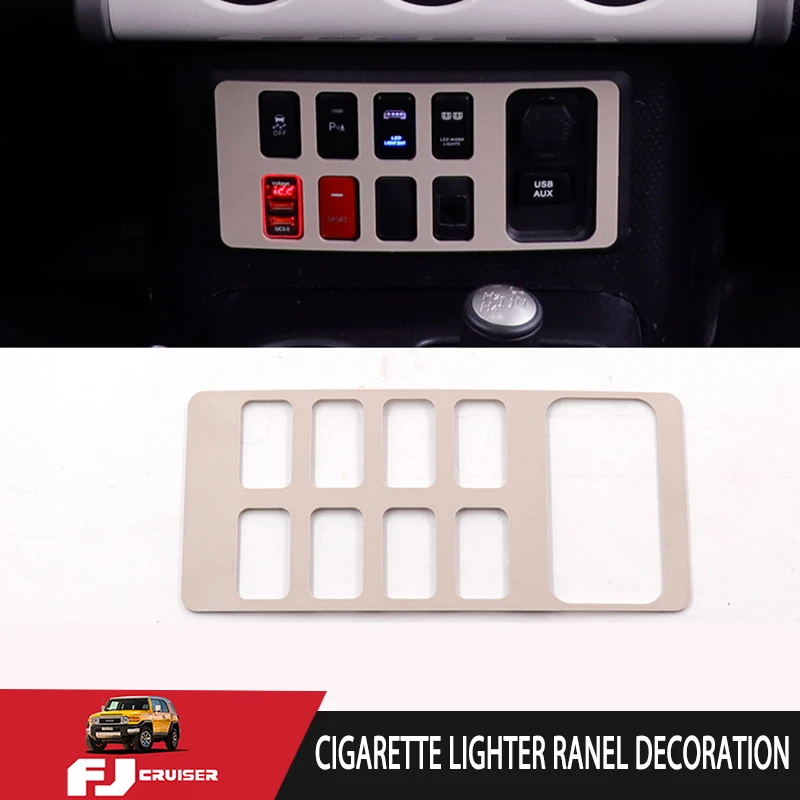 1pc Cruiser Switch Button Cigarette Lighter Panel Decorative Cover For Toyota FJ Cruiser Central Control ABS Frame Sticker