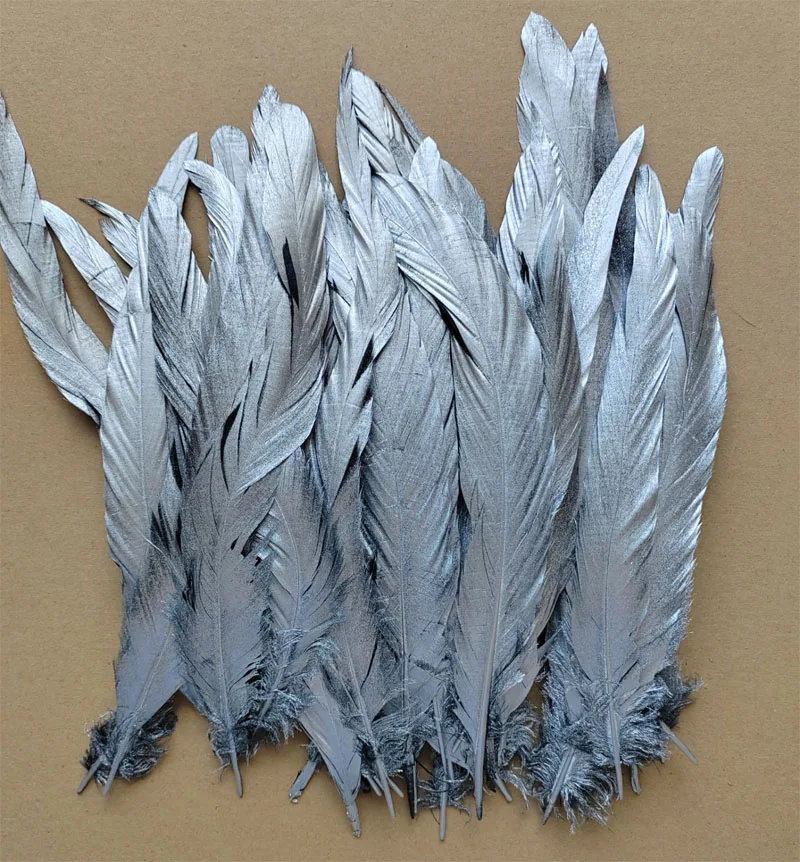 

50 шт./лот! 25-30 см серебряная роспись натуральная ручная роспись COQUE TAIL FEATHER для фабрики, поделок, расходных материалов