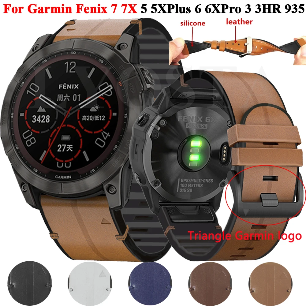 22 26Mm Dây Quickfit Thông Minh Dây Đồng Hồ Dành Cho Garmin Fenix 7 7X 6 6X Pro 5X 5 Plus 3HR 935 945 Chính Hãng Dây Da Silicone