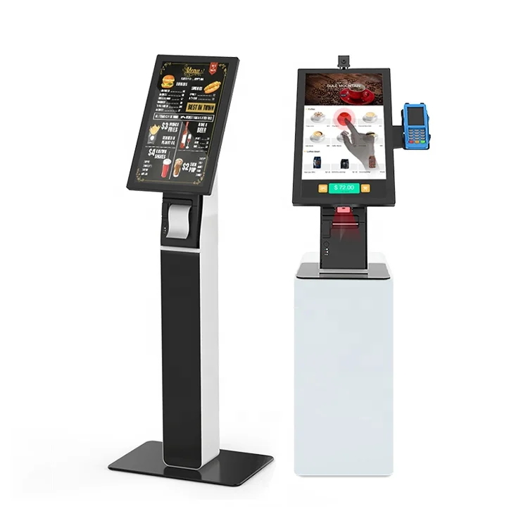 Fast Food Restaurant 21.5 Inch Touch Screen Self Service Payment Self-Ordering Kiosk Queue Ticket Machine