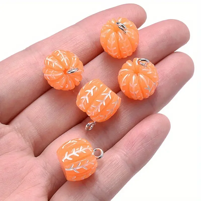 10pcs Per Pack Orange Resin Pendant Set, 3D Fruit-Shaped Charms for DIY Jewelry Making, Keychains Accessories, Craft Supplies