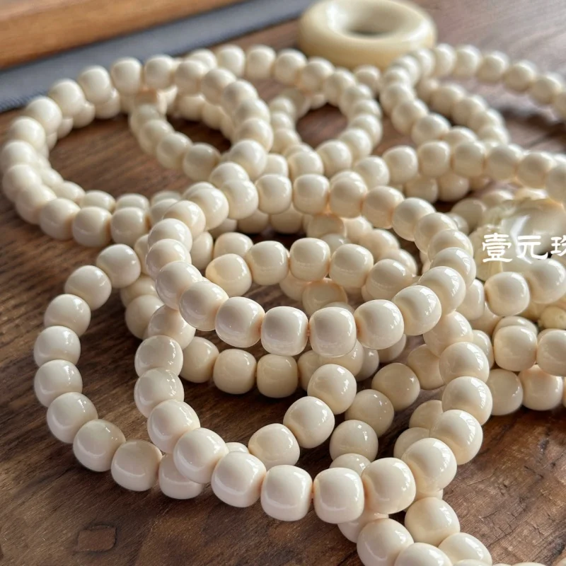 Natural Mammoth Ivory Old Single-Wrap Bracelet Beads round Accessories Material Primary Color Bead Plate Female