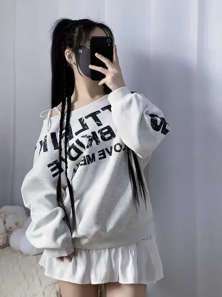 

Long Sleeved T Shirt V Neck Woman Womens Spring Cotton Splicing Tailoring Preppy College Pleat Waist Drape Patch Pocket Cute Tee