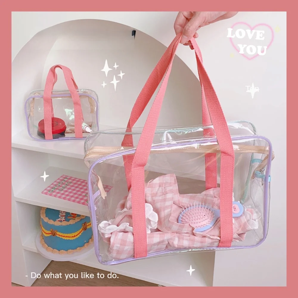 Transparent Handbag Student Sweet Lnstagram Style Shopping Bag Large Capacity Women\'s Portable Leisure Bag