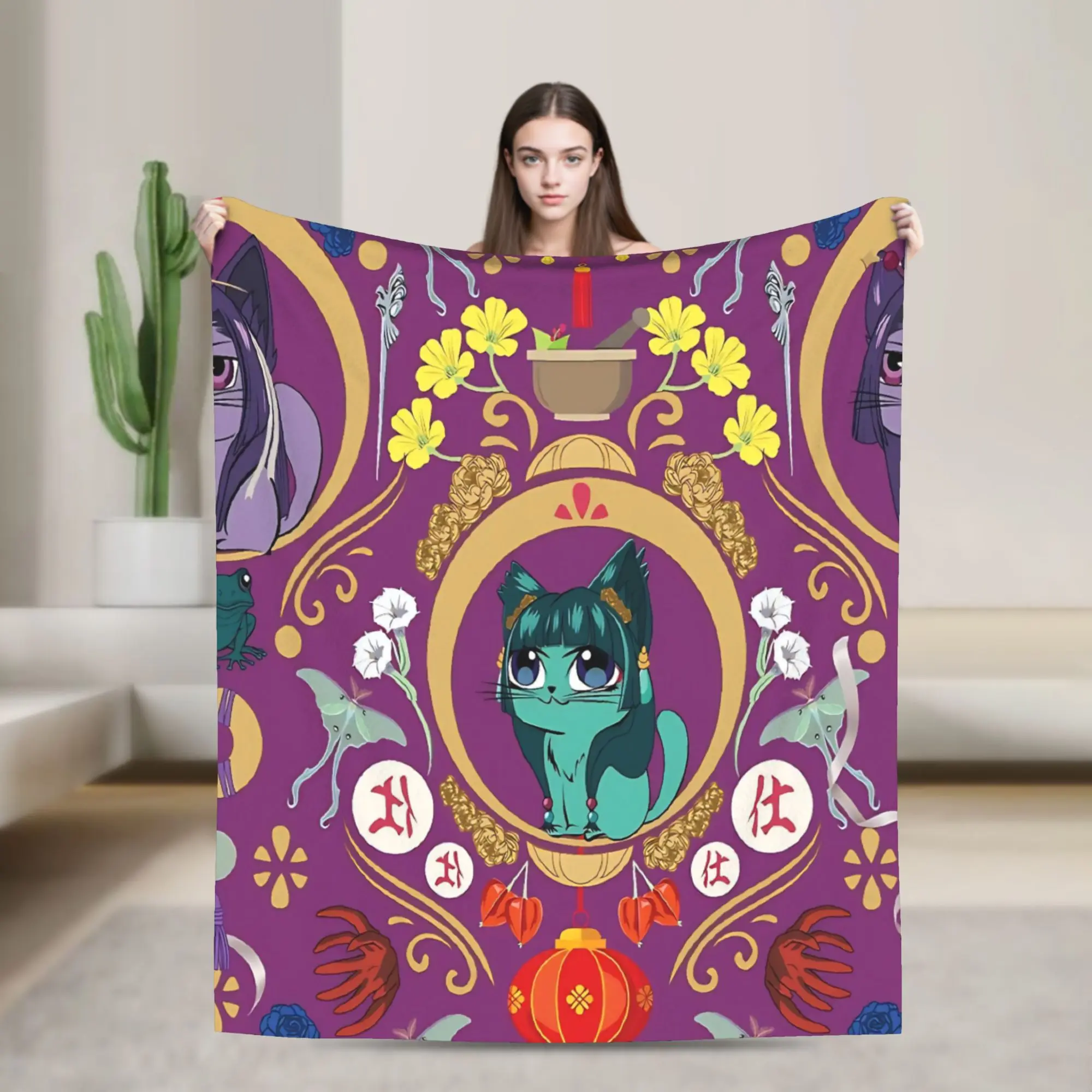 Comic Maomao The Apothecary Diaries  Flannel Blankets Soft Throw Blanket for Living Room Travel Novelty Bedspread Sofa Bed Cover
