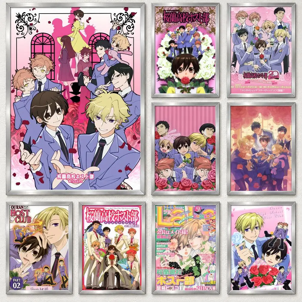 Romantic Comedy Anime Ouran High School Host Club Poster Self‑Adhesive Waterproof PP Poster Coffee Bar Wall Art Home Decor