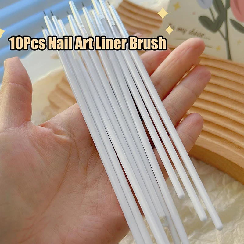 3/10Pcs Nail Art Liner Brush Set 7/15/20/25mm Line Painting Drawing Flower Pen UV Gel French Stripe DIY Manicure Tool