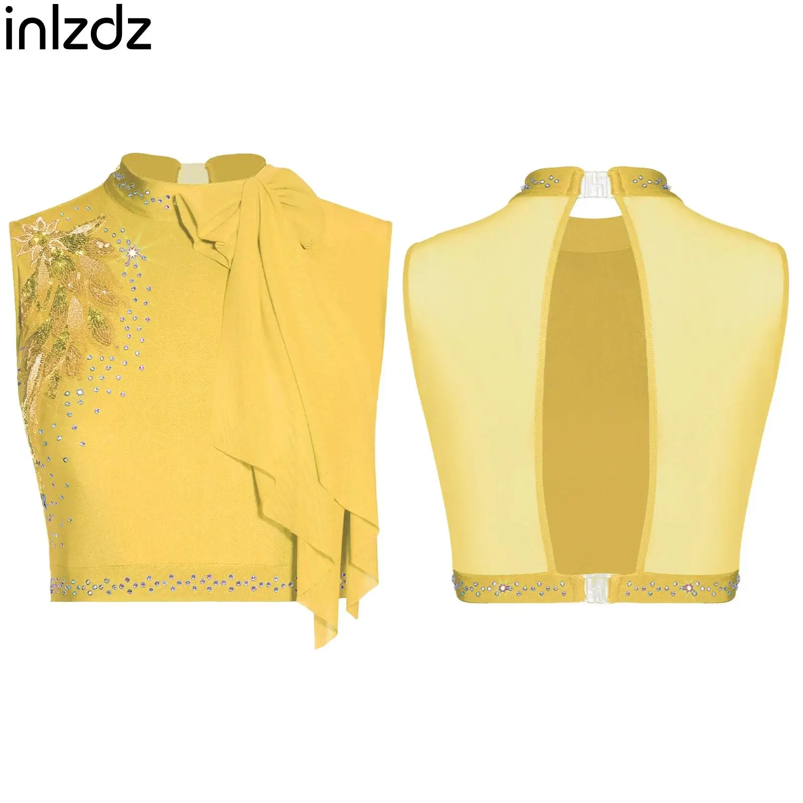 الرقص الغنائي المهنية دعوى للنساء 2 قطعة مجموعة الترتر التطريز القوس المحاصيل الأعلى + ملخصات السراويل الحديثة ممارسة الرقص الملابس