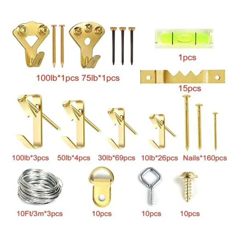 ABZL 314 個の画像吊り下げキット金属製の重い画像吊り下げフック乾式壁用、釘付き画像フック、吊り下げワイヤー鋸歯