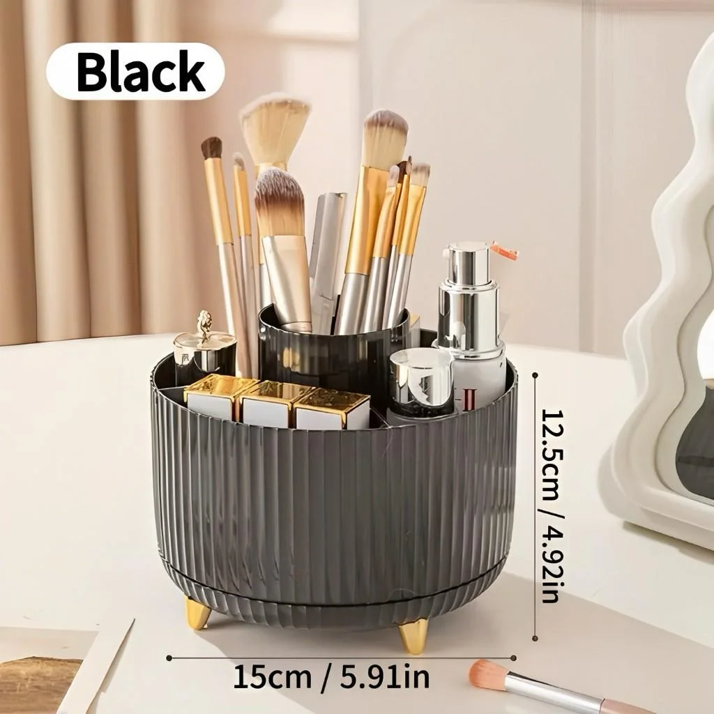 Large Capacity Rotating Pen Holder Cosmetic Storage Box Vanity Top Tableau Makeup Brush Lipstick Eyeshadow Powder Puff Organizer