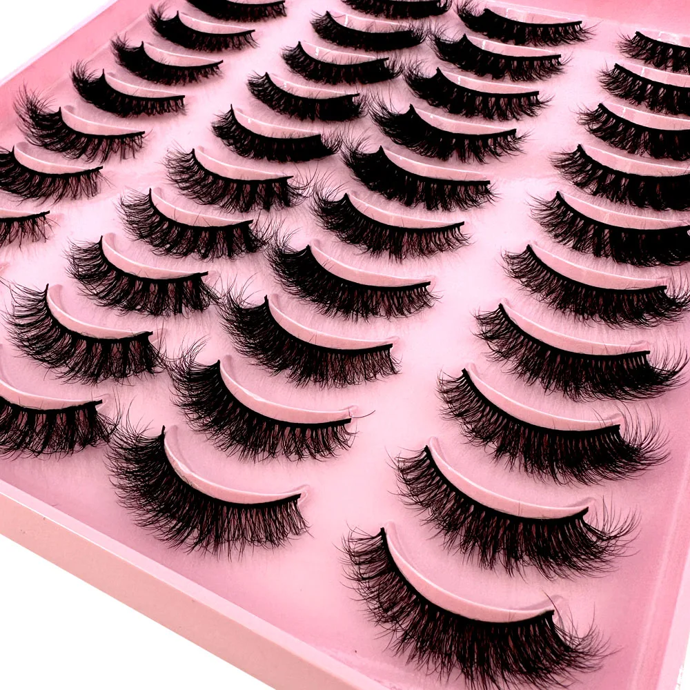 20pairs Makeup Eyelashes 3D Mink Lashes Fluffy Soft Wispy Natural Cross Lash Extension Reusable Fake Lashes Mink False Eyelashes