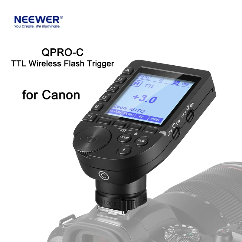 

NEEWER QPRO-C TTL Wireless Flash Trigger OLED Touch Screen for Canon, compatible with NEEWER Z2-C 2.4G Round Head Flash