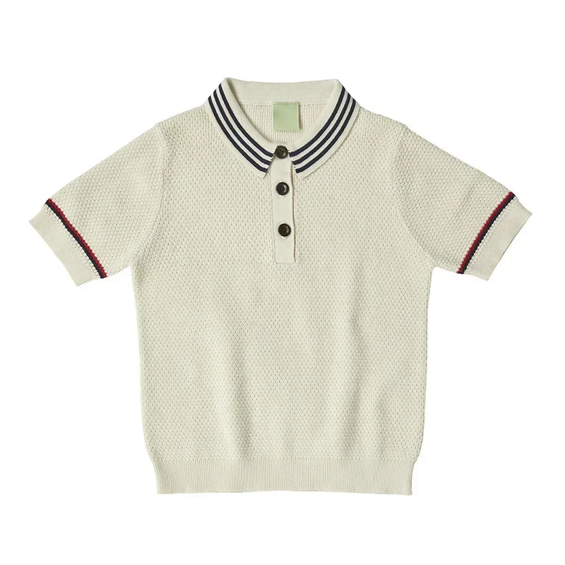 24FUB New Children's POLO Shirt Boys and Girls Long staple Cotton Knitted Top Summer Short Sleeve Clothing Academy Style