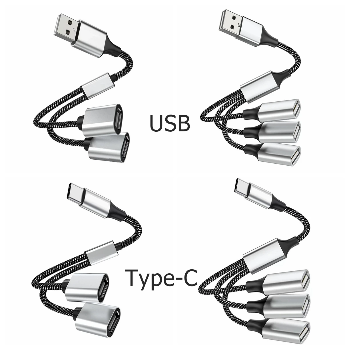 1 enchufe macho a 3 4 enchufe hembra USB C tipo C OTG extensión Y divisor Cable de carga de datos adaptador de corriente divisor convertidor