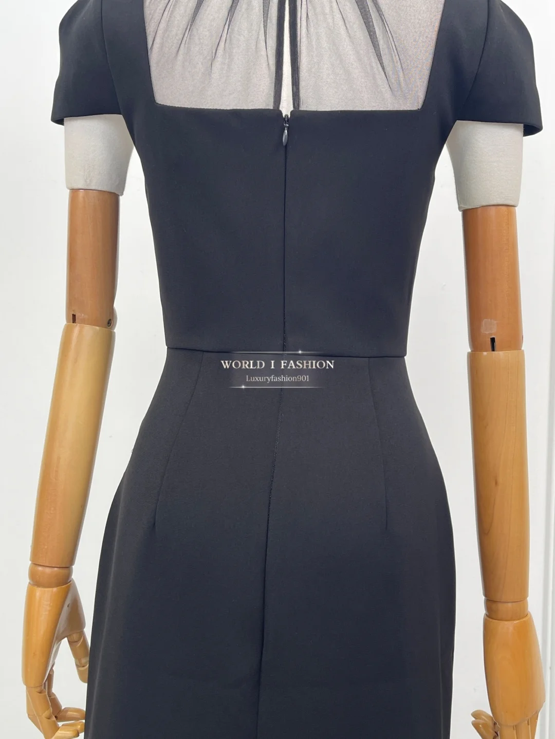 Kurzärmliges, durchsichtiges Midikleid aus Spitze 2025, hohe Qualität