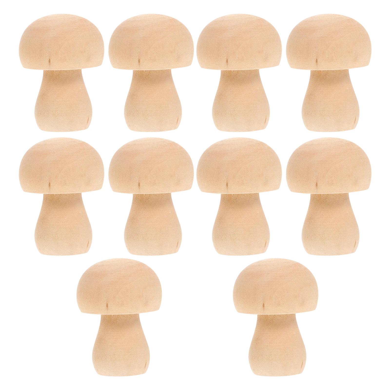 

10pcs Wooden Mushroom Ornament Unfinished Models for DIY Painting Kids Toys Light Weight Small Size Creative Table Decor