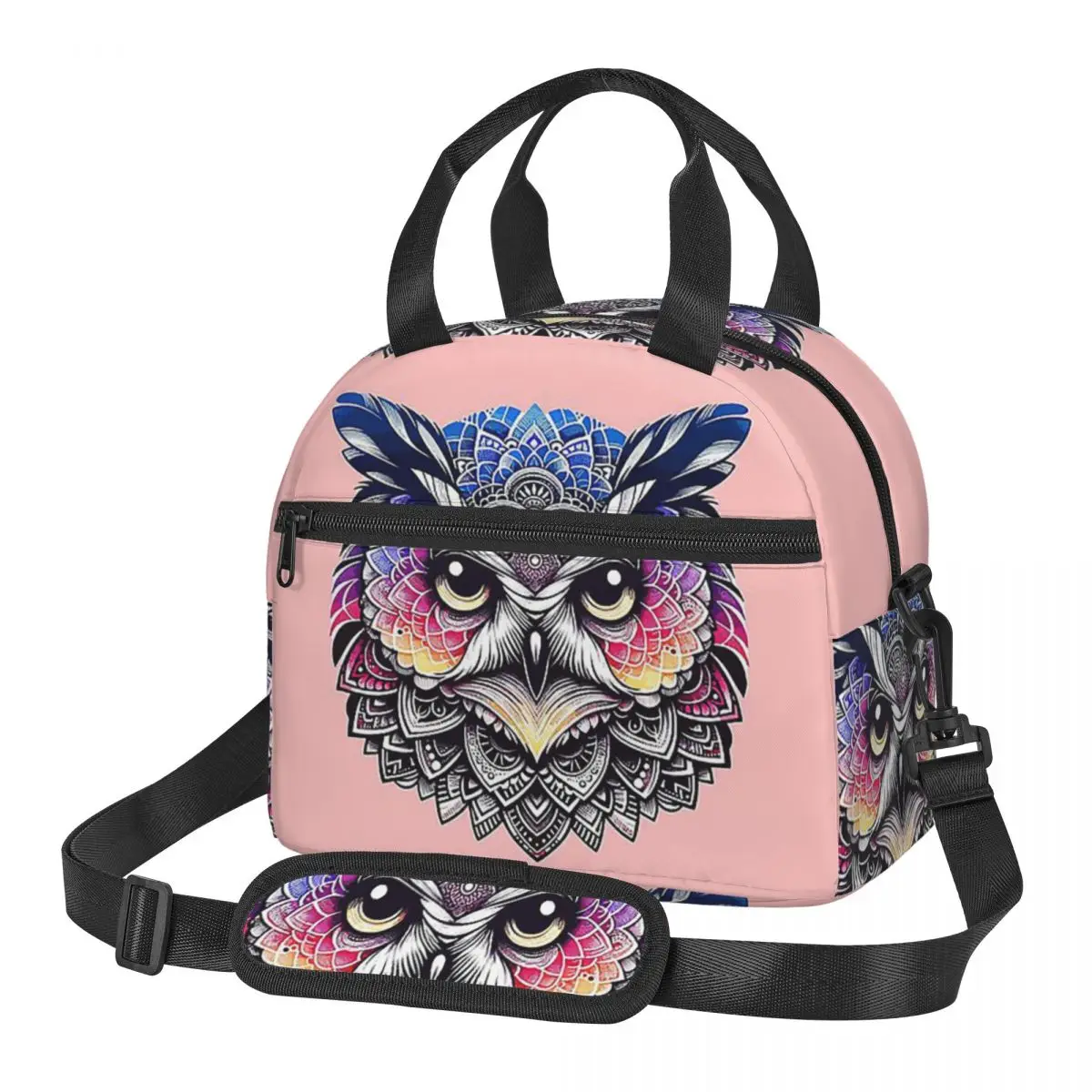 Native Mandala Owl American Lunch Bags Insulated Bento Box Lunch Tote Leakproof Picnic Bags Thermal Bag for Woman Student Work