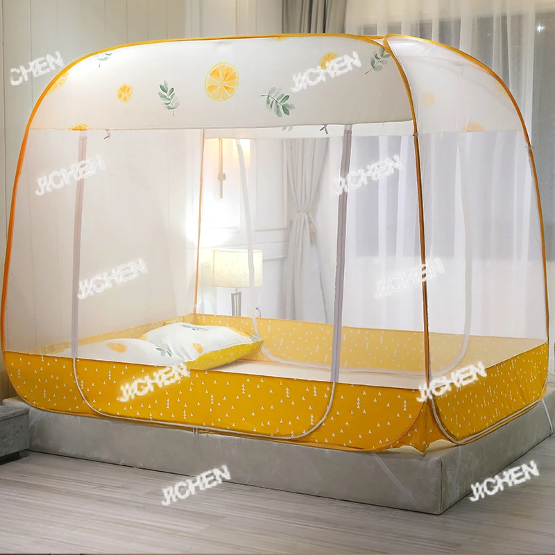 

Милая москитная сетка в стиле юрты с мультяшным принтом для спальни/двуспальной комнаты, не требует установки