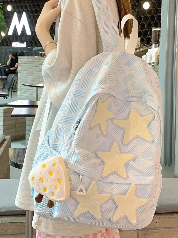 roujedsyle-star-print-backpack-dual-shoulder-bag-for-high-school-and-college-girls-lightweight-waterproof-campus-commuter-bag