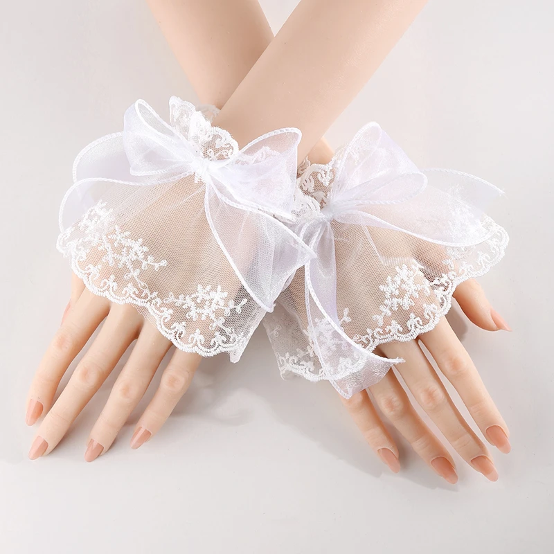 خلفية الأظافر الدانتيل فتاة الزخرفية المعصم الأكمام الأصفاد المرنة سوار انفصال معصمه مانيكير التصوير الدعائم