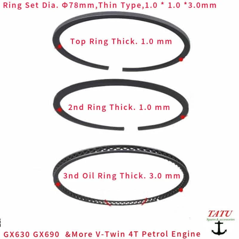 GX630 78mm GENUINE PISTON RING SET 13010Z6L003  GX690 V-TWIN EM10000 ET12000 KOLBEN OEM OIL COMPRESSOR ORIGINAL RINGS