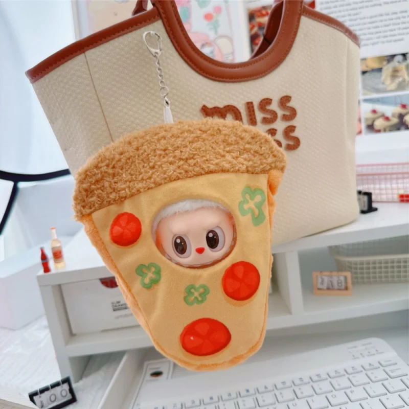 

Labubu Clothes For 15/17cm Doll Cute Tomato Pizza Hanging Ornament Protective Storage Bag Plush Cotton Idol Doll DIY Accessories