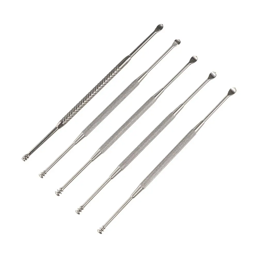 Curette limpador de ouvido limpadores de cera de ouvido 2 em 1 ferramenta de seleção de cera de ouvido espiral palheta de orelha de aço inoxidável de ponta dupla