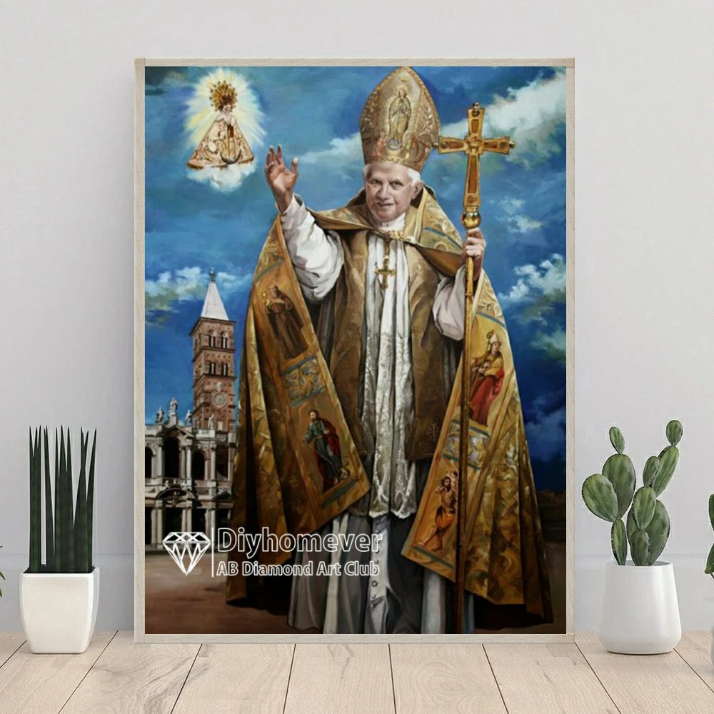 Saint Pope John Paul II 5D DIY AB Diamond Painting Embroidery Catholic Icons Cross Stitch Mosaic Picture Handicraft Home Decor