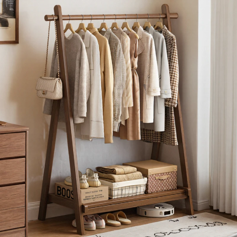 

Multifunctional Solid wood hanger floor-to-ceiling bedroom household drying rack storage indoor meuble de rangement cloth rack