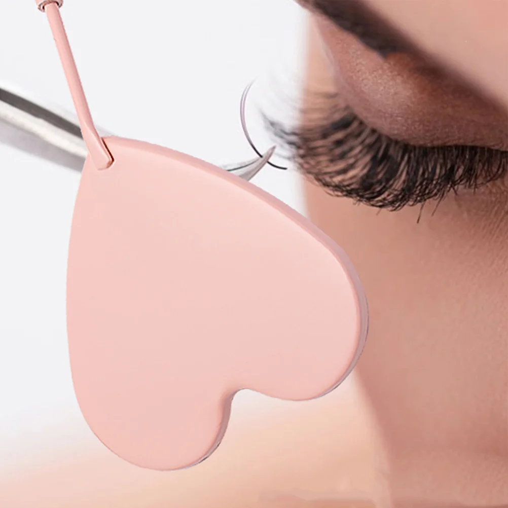 مرآة رموش على شكل قلب من الفولاذ المقاوم للصدأ بمقبض غير قابل للانزلاق، مرآة تمديد الرموش المحمولة لأداة مكياج الصالون