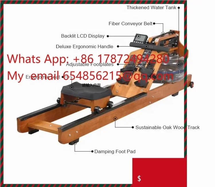 Firstfit-r06 Wood Rower for Whole Body Exercise Cardio Training for Home Gym Seated Water Rowing Machine
