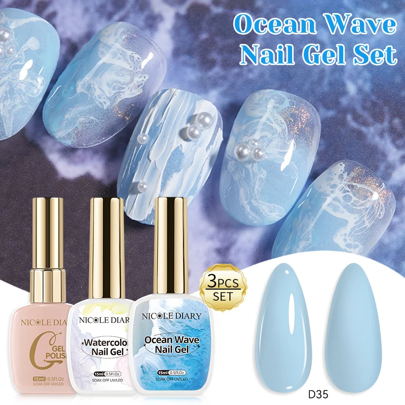NICOLE DAIRY 15ml Bubble Ocean Wave Gel Weißer Gel-Nagellack Sommer-Nagellack UV LED Soak-Off-Gel für Nagelkunst Maniküre