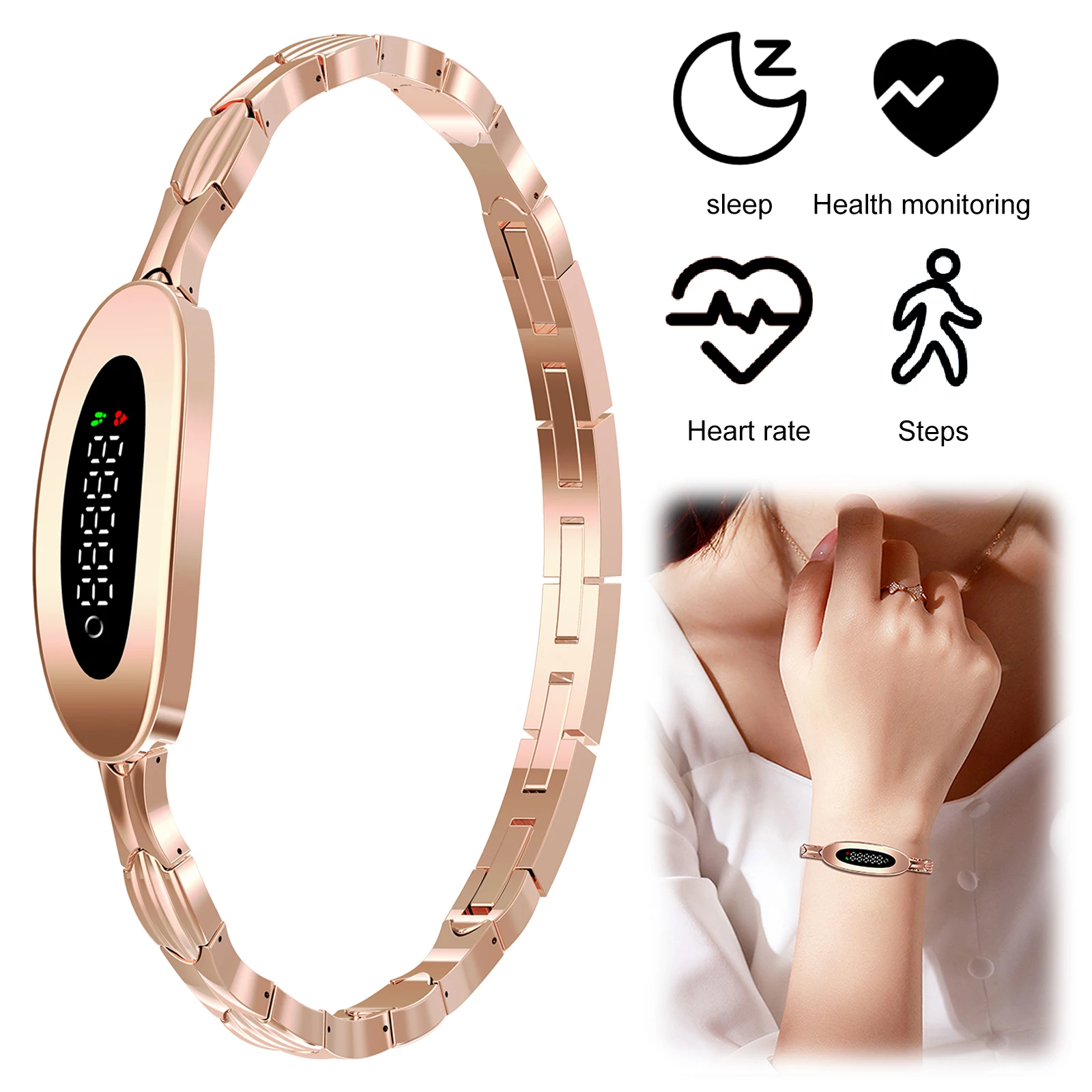 

Смарт-часы для женщин IP68 Водонепроницаемый монитор сердечного ритма Смарт-браслет Спортивные умные часы Спортивный фитнес-браслет для женщин и мужчин