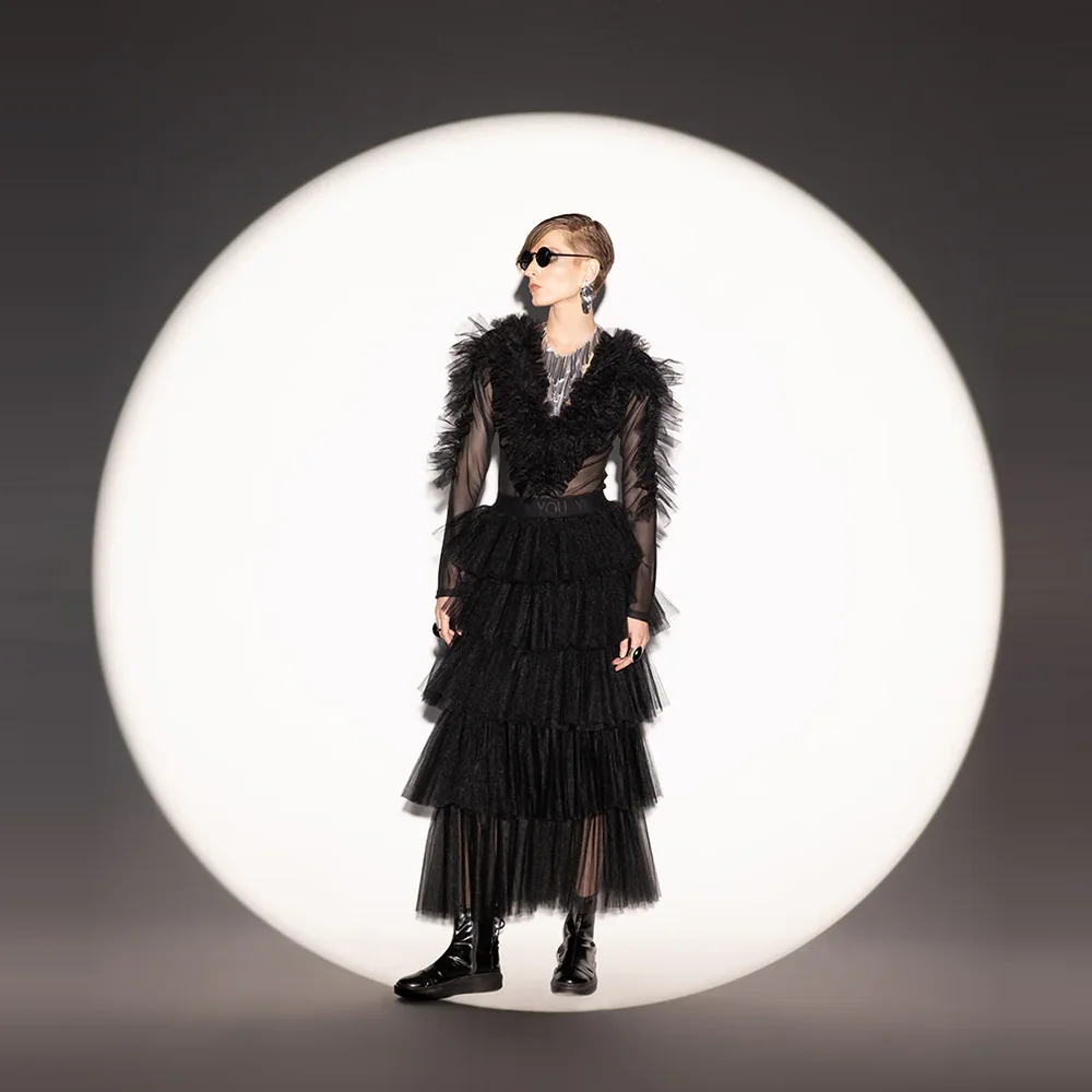 

Gothic Style Skirt A-Line Ankle Length Women Skirts Tulle Ruffle Layered Lush Long Skirt Custom Made