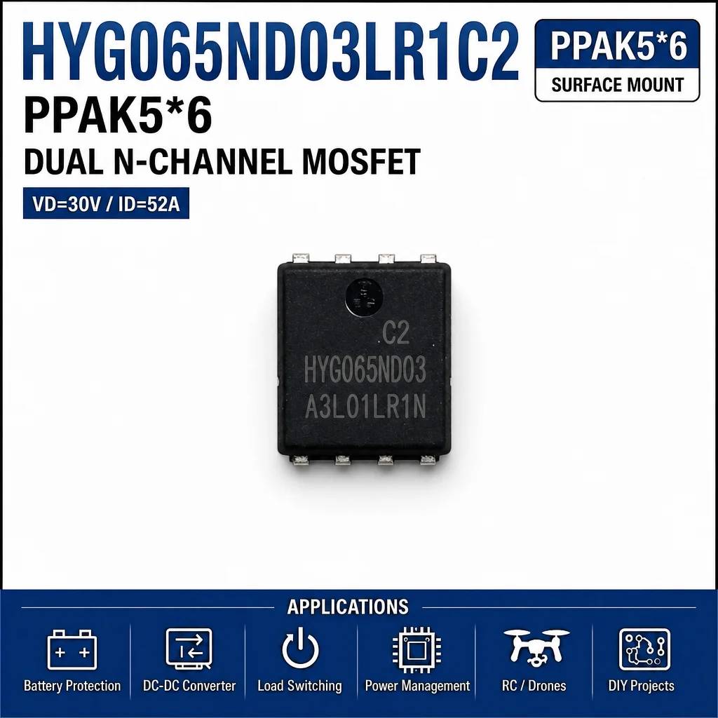 (10 pcs) HYG065ND03LR1C2 PPAK5*6 HYG065ND03 G065ND03 - N-Channel MOSFET 30V 52A 5.8mΩ